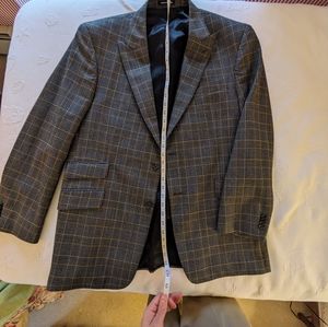 Paul Frederick 42 regular black gray gold plaid support coat